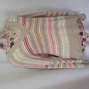 BLACK TAPE_ Cotton Knit Striped V Neck Swater Dropped Shoulder